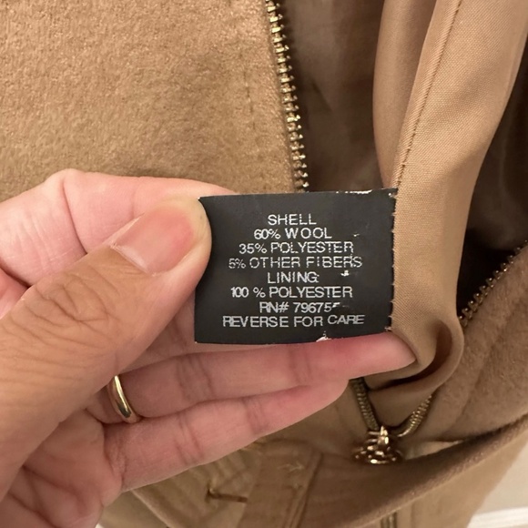 Michael Kors Belted Zip Up Lined Tan Wool Blend Coat Womens Size 14 - Picture 9 of 9